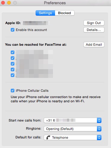 facetime instellingen om oproepen en sms te beantwoorden op Mac